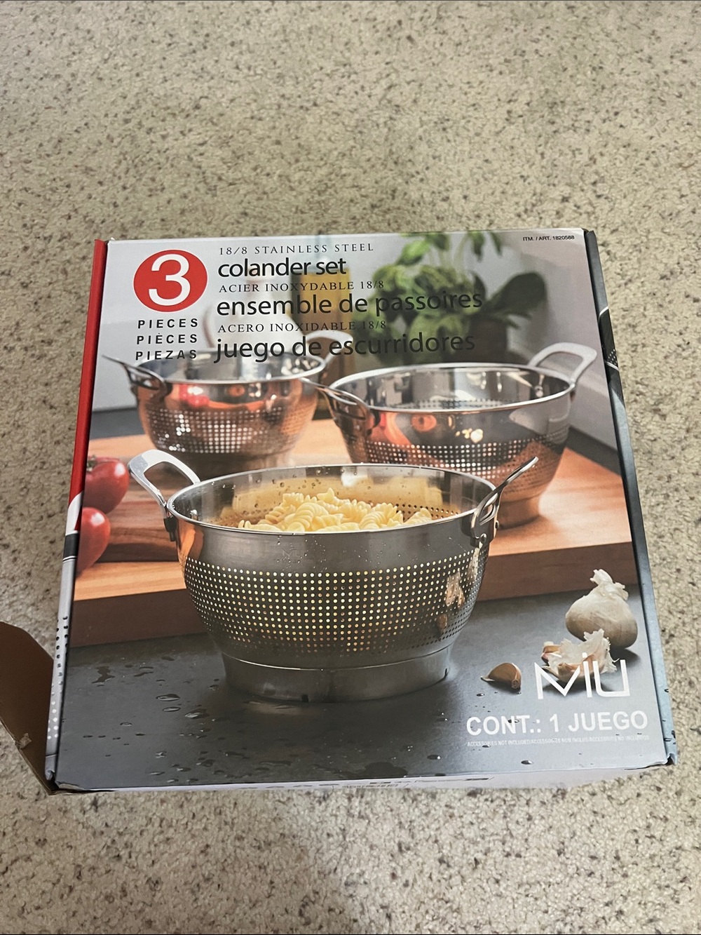 NEW Stainless Steel 3-Piece Colander Set - Silver